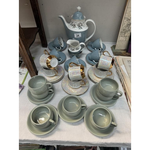 24 - A Royal Doulton coffee set with coffee pot and 2 tea sets