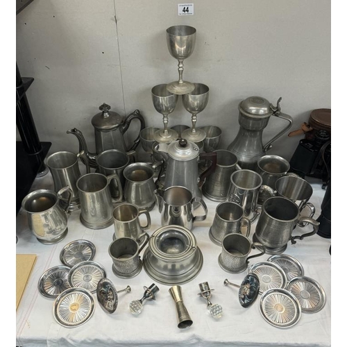 44 - A large lot of pewter & some silver plate