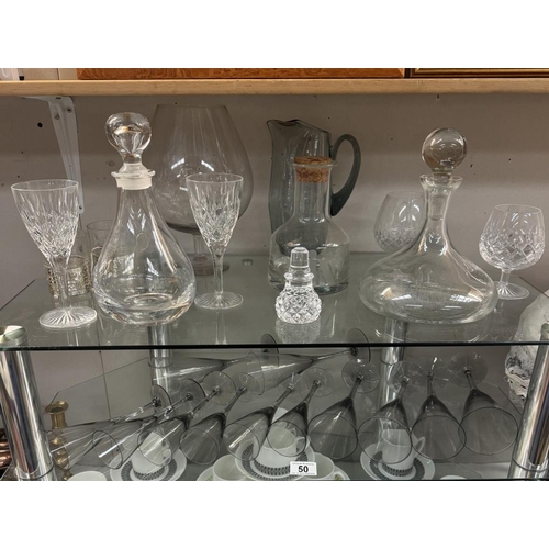 50 - A quantity of glassware including decanters