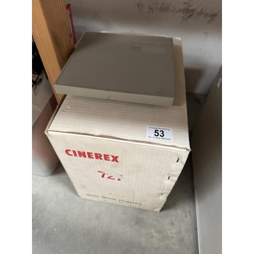 53 - A Cinerex 727 8mm movie projector with 2 reels & cases