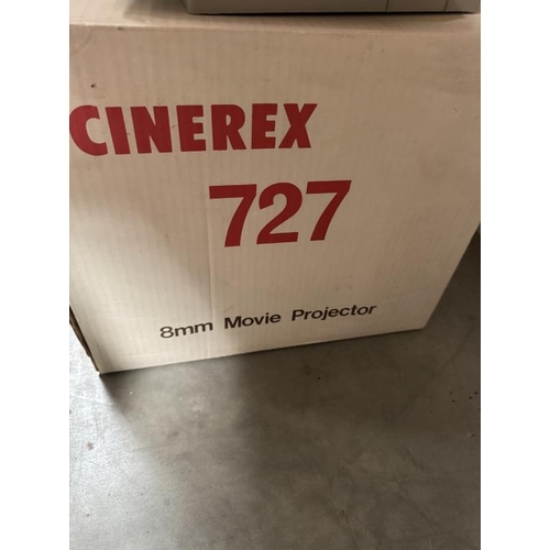 53 - A Cinerex 727 8mm movie projector with 2 reels & cases