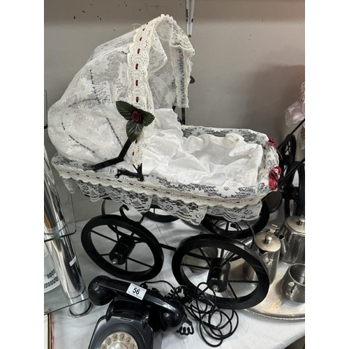 58 - Two vintage style dolls prams