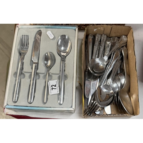 72 - A modern boxed set of flatware & a tray of kings pattern flatware