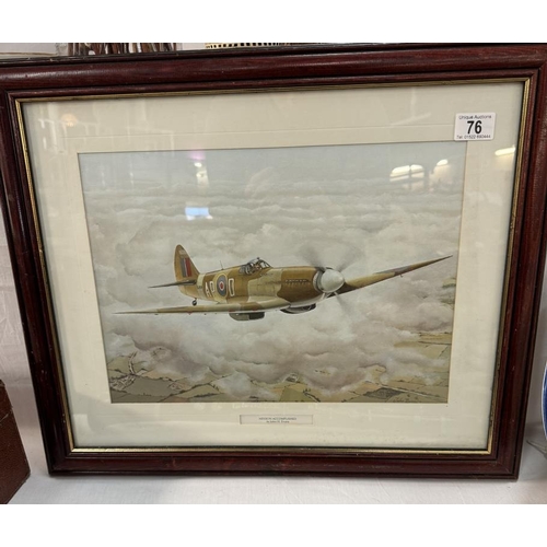 76 - A Framed & glazed spitfire print 'Mission Accomplished' John H.Evans. 58 cm x 49cm