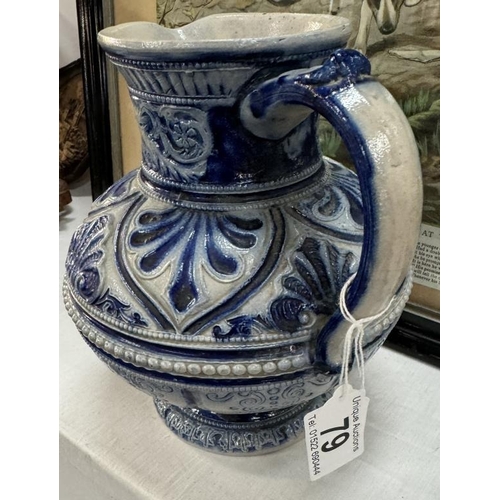 79 - A blue glazed stoneware jug