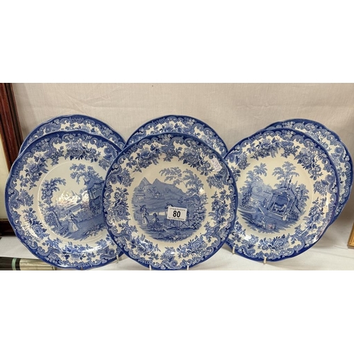 80 - 6 Blue & White dinner plates from the 'Blue Collection' by Spode