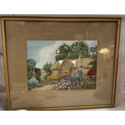 86 - 2 Framed & glazed pictures of thatched cottages. 43 x 36cm