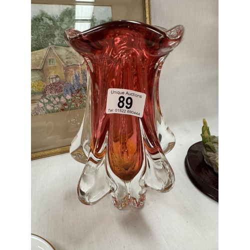 89 - A Heavy art glass vase