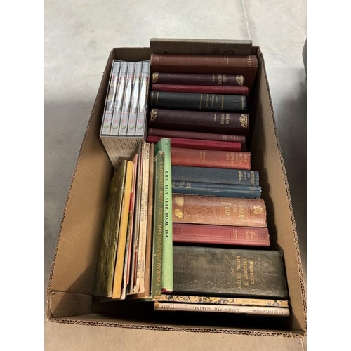 111 - A box of books including Dickens, George Eliot etc & A set of The Beatles CD's