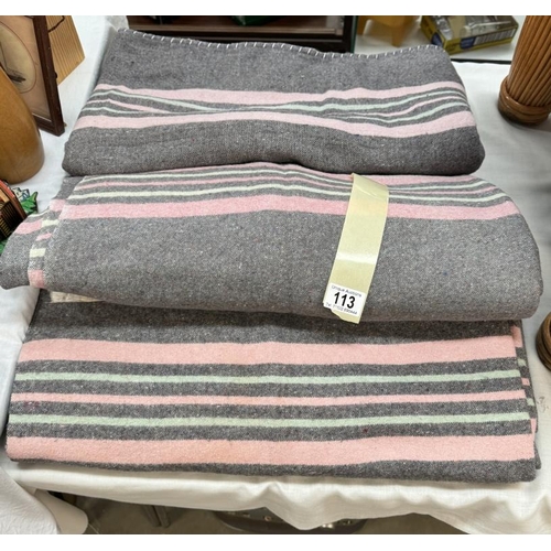 113 - 3 Vintage military blankets