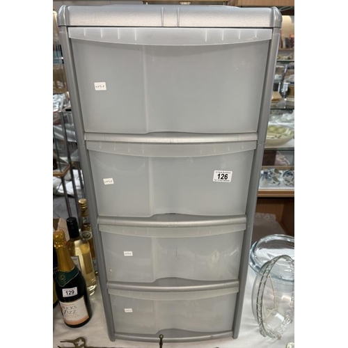 126 - A 4-drawer plastic storage tower