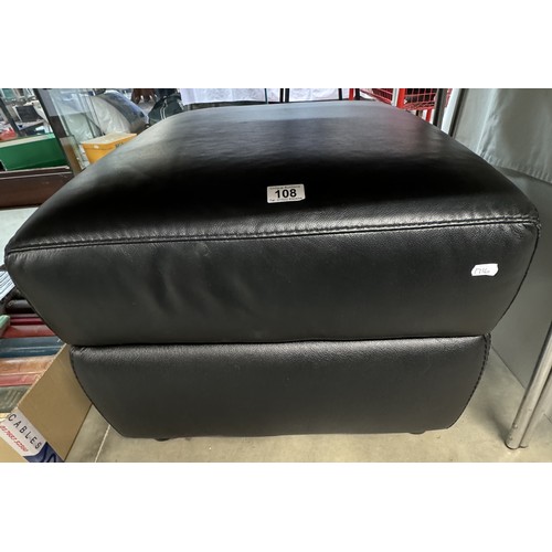 108 - A large, black leatherette stool / storage box