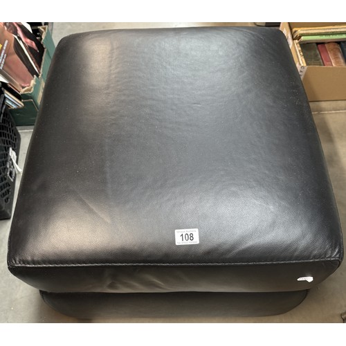 108 - A large, black leatherette stool / storage box