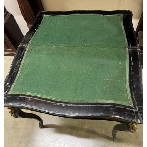 487 - An early Victorian bouille fold over games table in need of restoration, COLLECT ONLY.