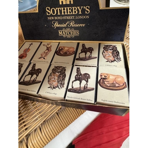 413 - Two boxes of Sotheby’s matches, 30 packs in each box. 6 sets of 5. All complete & unused