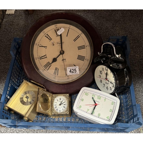 425 - A quantity of clocks including Carriage, alarm, wall etc