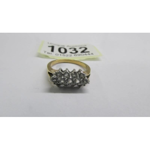 1032 - A yellow gold ring (tests as 9ct), size P half, 2.3 grams.