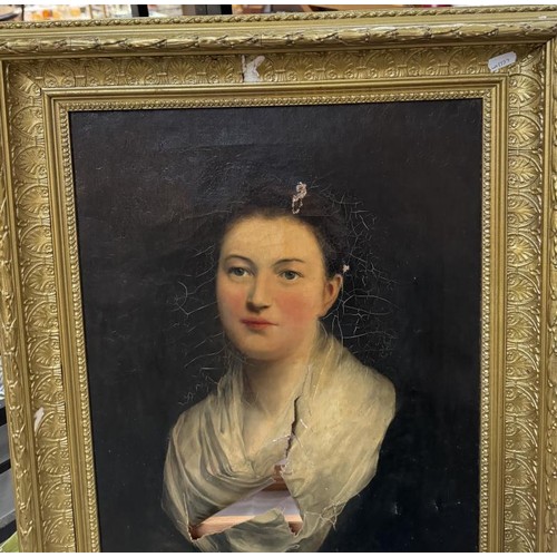 429 - A good 18th / 19th century oil on canvas. Ripped for repair