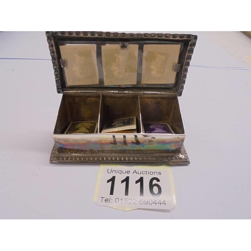 1116 - An unusual silver stamp box.