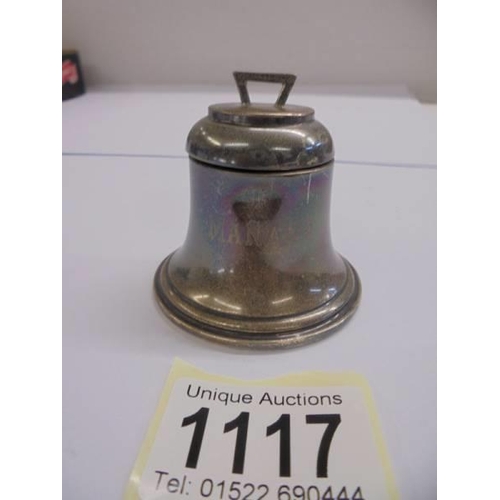 1117 - An unusual bell shaped silver inkwell.