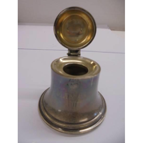 1117 - An unusual bell shaped silver inkwell.