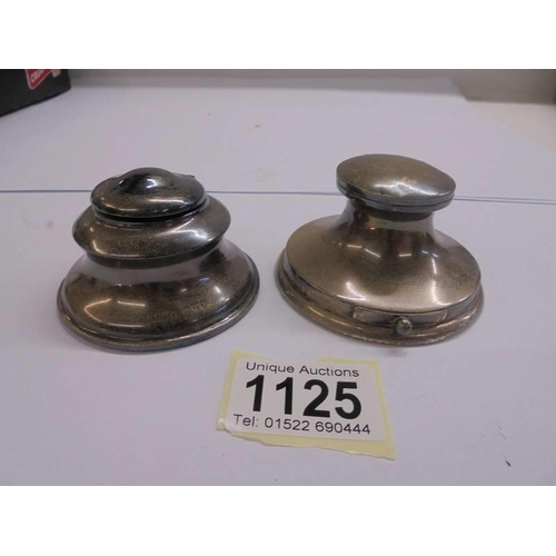 1125 - Two silver inkwells.