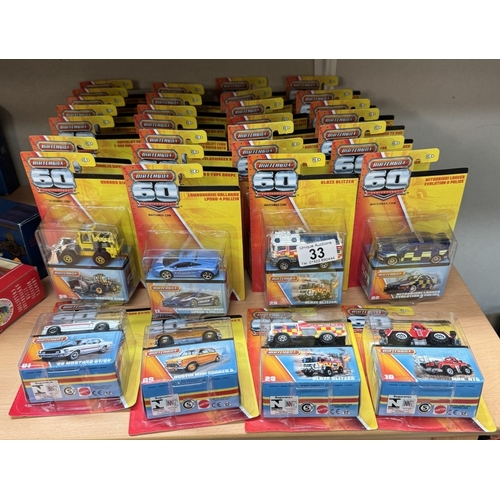 33 - 32 Matchbox 60th anniversary models in boxes and blister packs