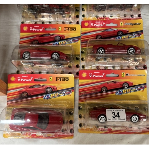 34 - 7 Shell V-Power Ferraris in blister packs