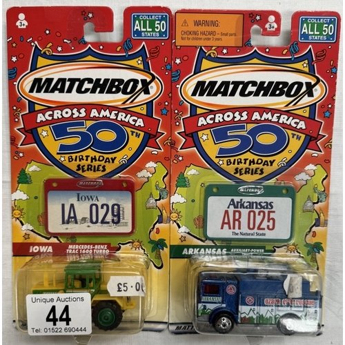 44 - 5 Matchbox world class models, 4 Matchbox around the world and 2 across America 50th birthday series... 