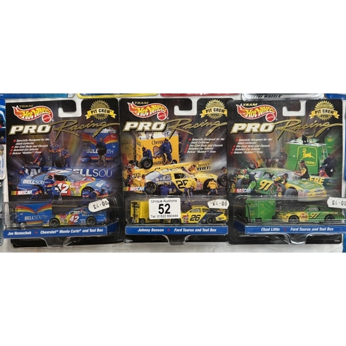 52 - 14 Hot wheels and 3 Hot Wheel Pro Racers in blister packs