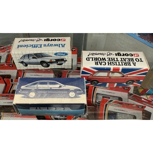 57 - 9 Ford Sierra models and Metro models by Matchbox and Corgi in blister packs and boxes