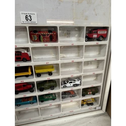 63 - Matchbox shop display a/f with cars including Superfast in very good to mint condition