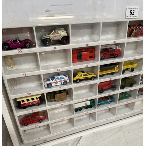 63 - Matchbox shop display a/f with cars including Superfast in very good to mint condition