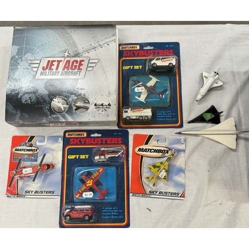 65 - 2 Matchbox sky busters gift sets and 2 others, Corgi Concorde and Atlas Jet age military aircraft