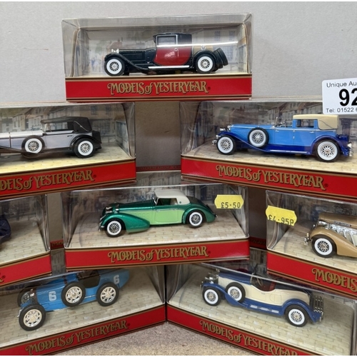 92 - 10 Matchbox models of yesteryear cars