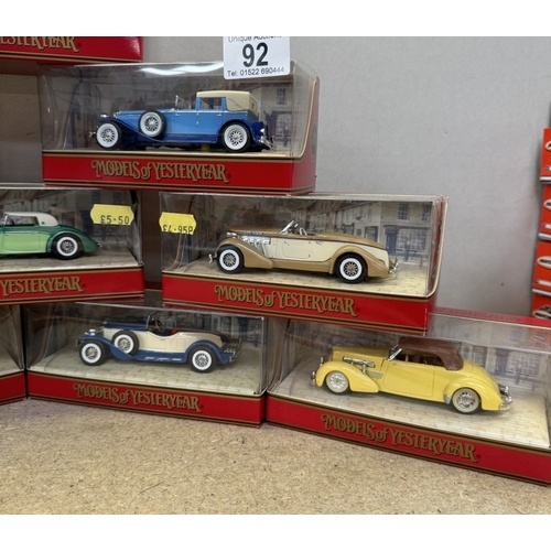 92 - 10 Matchbox models of yesteryear cars