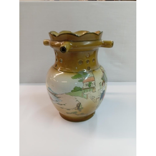 1255 - A Burgess & Leigh burleigh ware pictorial puzzle jug. Height 20cm