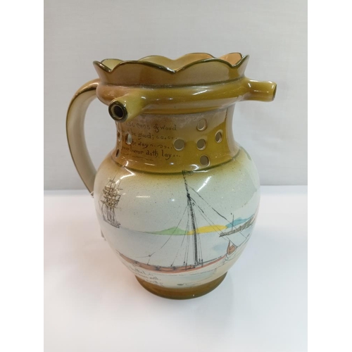 1255 - A Burgess & Leigh burleigh ware pictorial puzzle jug. Height 20cm