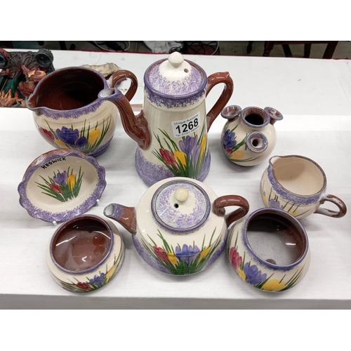 1268 - A Long Park Torquay pottery crocus pattern tea set etc.