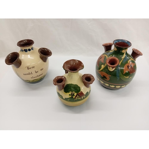 1284 - 3 large Torquay ware bud vases