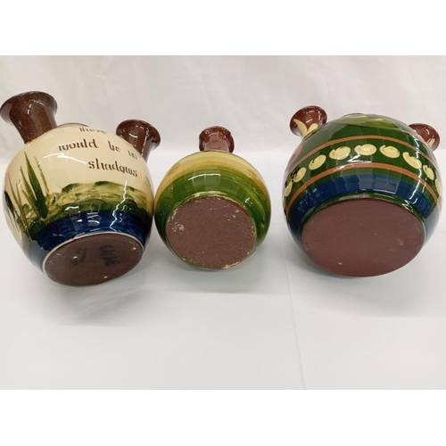 1284 - 3 large Torquay ware bud vases