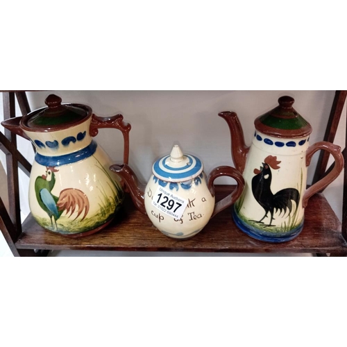 1297 - 5 Torquay ware coffee & teapots