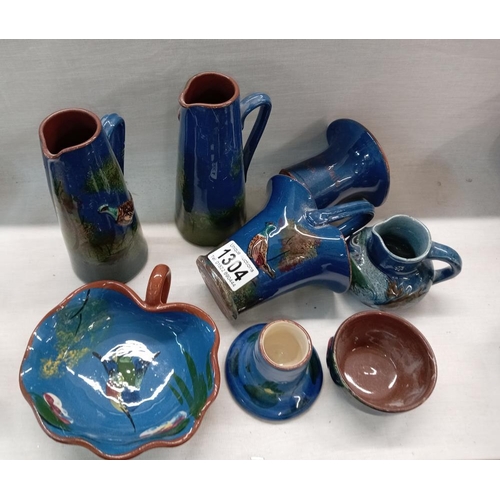 1304 - A selection of blue glazed Torquay ware