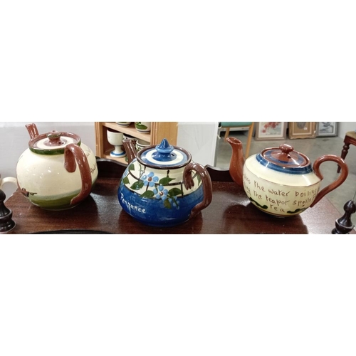 1313 - 9 Torquay ware teapots including Penzance