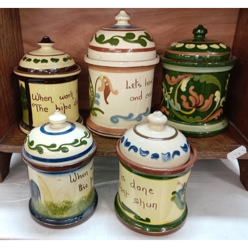 1319 - 6 Torquay pottery tobacco/jam pots