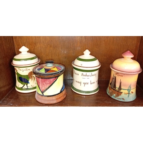 1326 - 7 Torquay ware tobacco jar/ jam pots