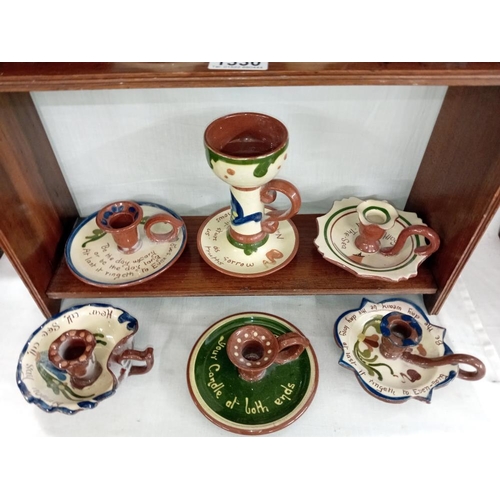 1330 - 13 Torquay ware candlesticks