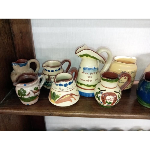 1335 - 13 Torquay ware small jugs