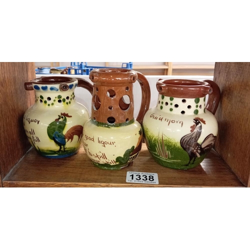 1338 - 6 mid size Torquay ware puzzle jugs