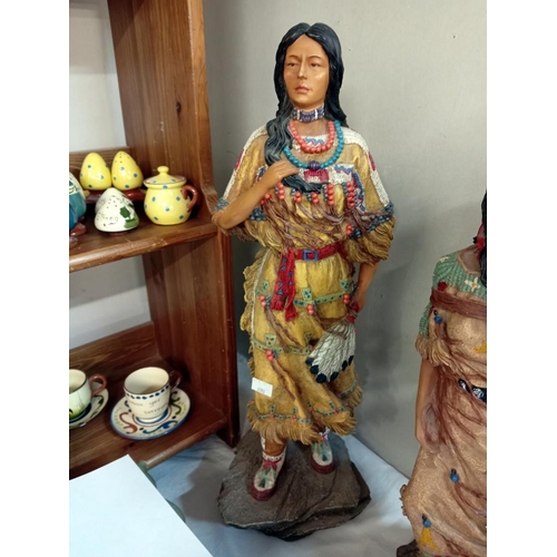 1189 - 3 painted resin American Indian figures